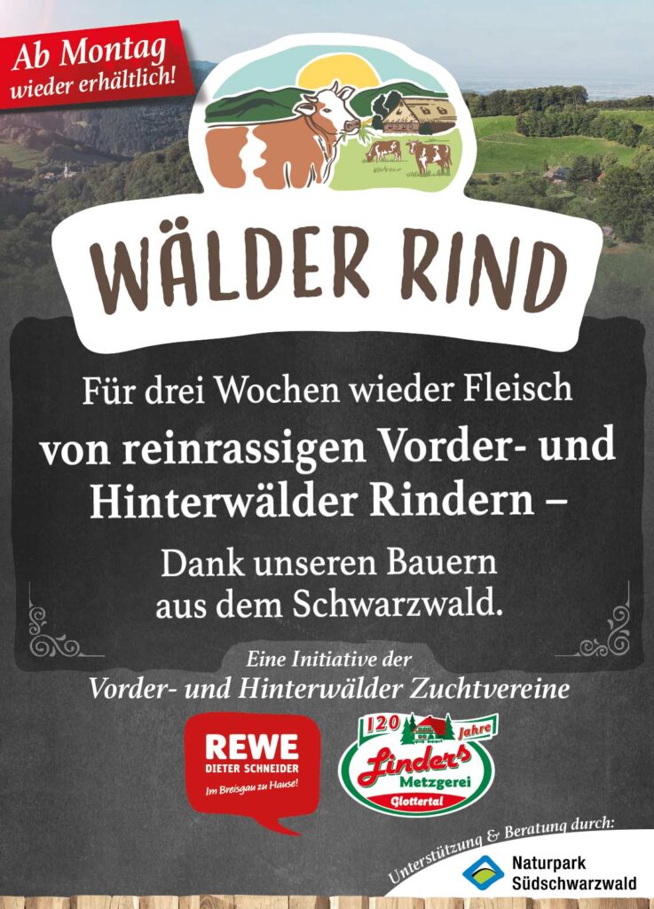 Wälder Rind Fleisch von reinrassigen Voderwälder und Hinterwälder Rinder aus dem Schwarzwald mit Unterstützung des Naturpark Südschwarzwald